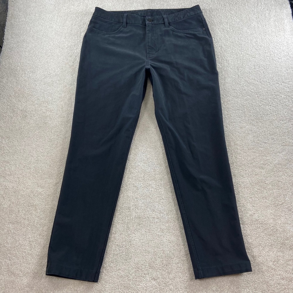 Lululemon ABC Utilitech Pant Men 35 Black Slim Straight Canvas Trousers LM5AQIS